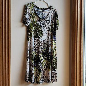 Spense Jungle/Leopard Print Spandex Dress Size Large
